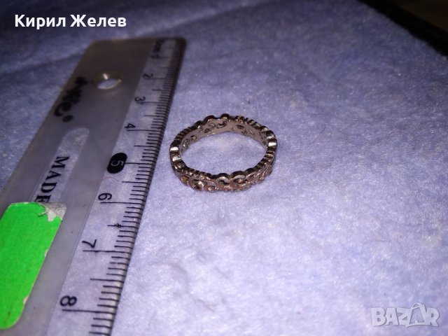СТАР МЕДЕН ПОСРЕБРЕН АЖУРЕН РЕТРО ПРЪСТЕН Тип ХАЛКА 35021, снимка 5 - Антикварни и старинни предмети - 39633627