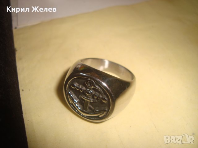 СТОМАНЕН МОРСКА ТЕМАТИКА ПРЪСТЕН КОТВА МАРКИРАНА НЕРЪЖДАЕМА СТОМАНА 19903