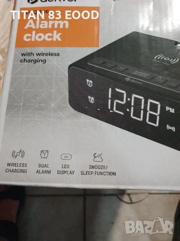 Денвър ECQ-106 Будилник с безжично QI зареждане, снимка 2 - Друга електроника - 51106879