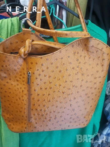 Чанта от естествена кожа-щраус