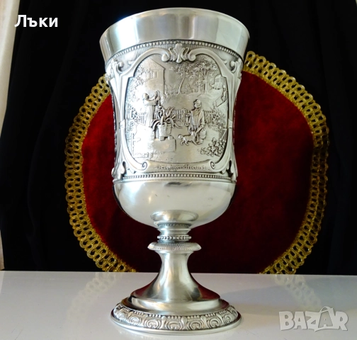 Величествен калаен бокал,чаша от калай 600 мл.,WMF. , снимка 4 - Антикварни и старинни предмети - 51446715