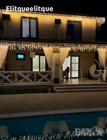 Коледна украса LED ресни 12 метра – водоустойчива инсталация с 8 режима на светене, снимка 2 - Декорация за дома - 52345340