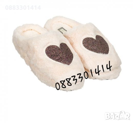 Дамски бежови пантофи сърце, снимка 2 - Пантофи - 30194107
