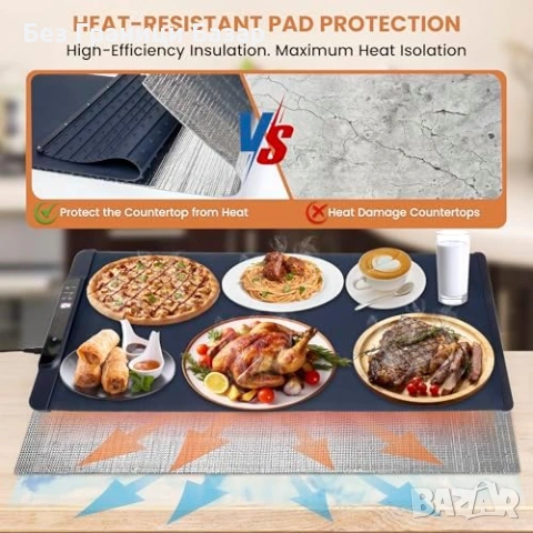 Нова XXL електрическа подложка за затопляне на храна 6 режима и таймер, снимка 4 - Други - 53963012