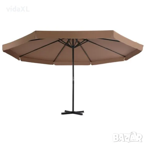 vidaXL Градински чадър с алуминиев прът, 500 см, таупе（SKU: 44475）, снимка 2 - Градински мебели, декорация  - 56089399