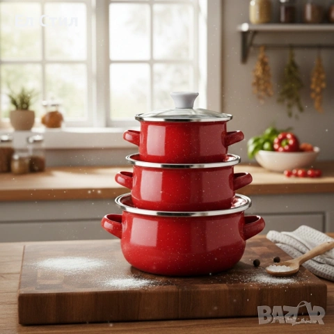 Комплект от 3 тенджери - 16см, 18см, 20см, снимка 2 - Прибори за хранене, готвене и сервиране - 53356428