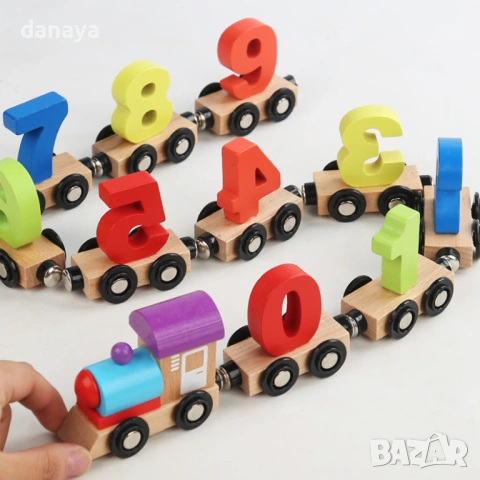 6622 Образователно дървено влакче с числа и магнити, 80 см