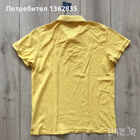 НОВА оригинална жълта памучна поло тениска с яка GANT размер L от САЩ, снимка 4 - Тениски - 52131176