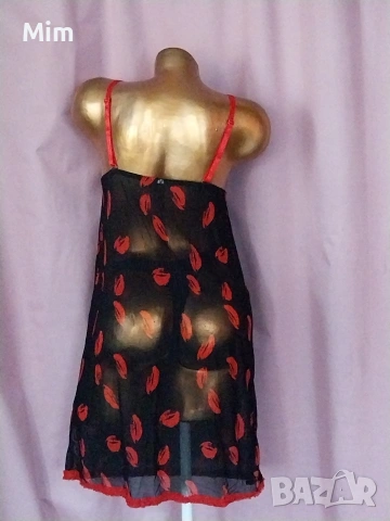 М/L Черна ефирна нощница на целувки , снимка 5 - Нощници - 54349422