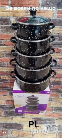 Комплект 5 броя тенджери, със 5 бр стъклени капаци, снимка 3 - Съдове за готвене - 48914618