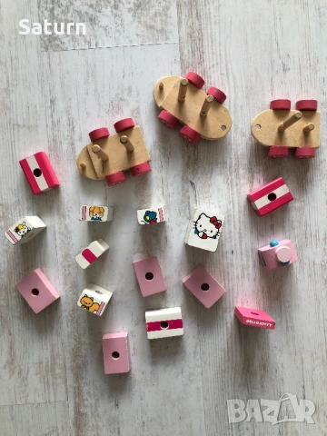 детско дървено влакче, дървена играчка, Hello Kitty, Eichhorn