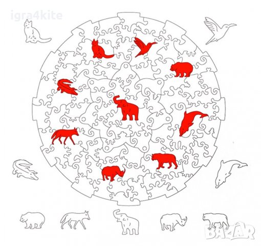 Бръмбър с череп | Извънземен Дървен пъзел с части на животни / 9 модела, снимка 7 - Игри и пъзели - 39376396