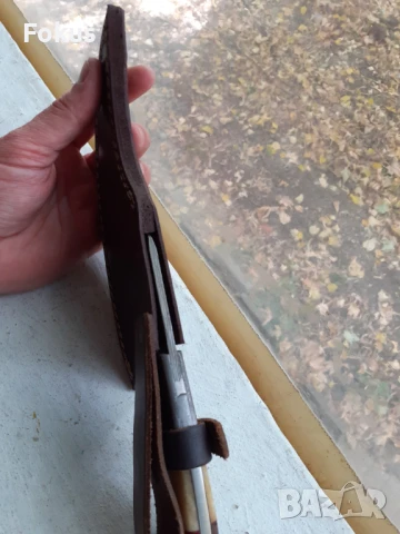 Страхотен нож брадва сатър дамаска стомана нов кожена кания, снимка 7 - Антикварни и старинни предмети - 51205412