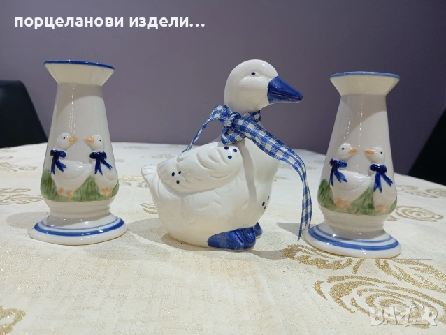порцеланов прекрасен сет свещници с фигура на пате , снимка 3 - Колекции - 54010683