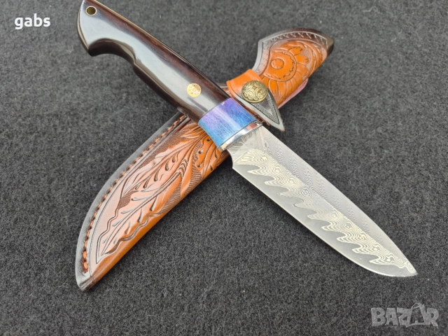 Ловен нож дамаска стомана LN423, снимка 12 - Ножове - 52325007