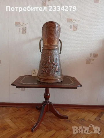 Стара медна лейка, кофи към камина и други, голяма медна ваза, снимка 9 - Антикварни и старинни предмети - 55383056