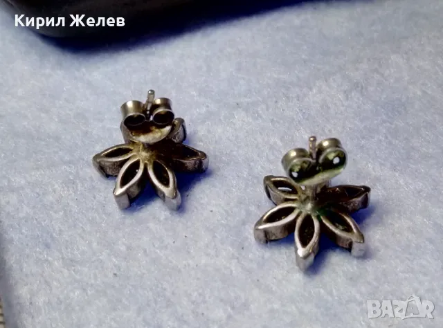 ФЛОРАЛНИ СКЪПОЦЕННИ СРЕБЪРНИ ОБЕЦИ МАРГАРИТКИ РОДИРАНО СРЕБРО 925 с ФАСЕТИРАН ЧЕРЕН ТУРМАЛИН 42320, снимка 11 - Обеци - 50136131