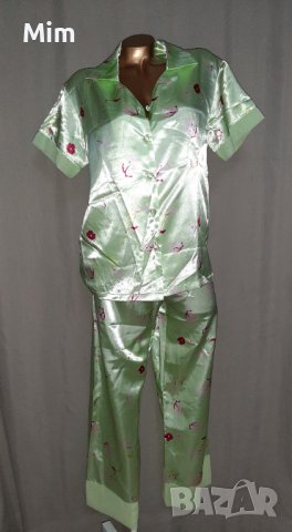 Melissa Broun 42/44 Сатенена зелена пижама / нощница/ горнище и долнище , снимка 7 - Нощници - 38130136