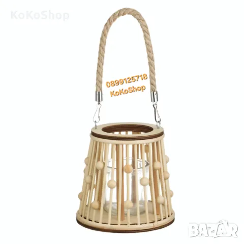 Фенер-Ø16x15 см./дървен декоративен фенер/дървен фенер!