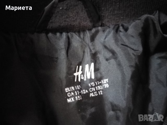 11-12г.H@M олекотено черно Есенно/Пролетно яке за момче , снимка 2 - Детски якета и елеци - 42703608
