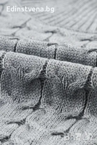 Дамски пуловер в сиво с къс ръкав и поло яка, снимка 7 - Блузи с дълъг ръкав и пуловери - 48577322