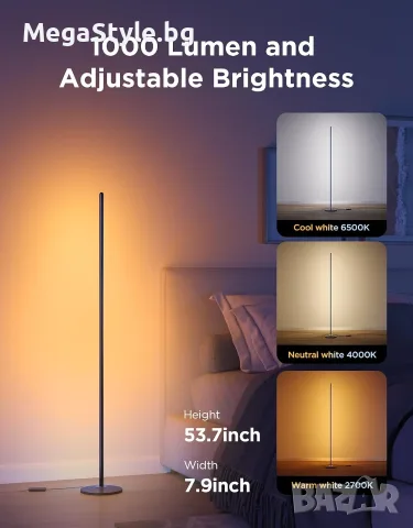 Смарт LED ъглова лампа Govee RGBIC Floor Lamp Basic (1000lm, Черна), снимка 9 - Лед осветление - 55738618