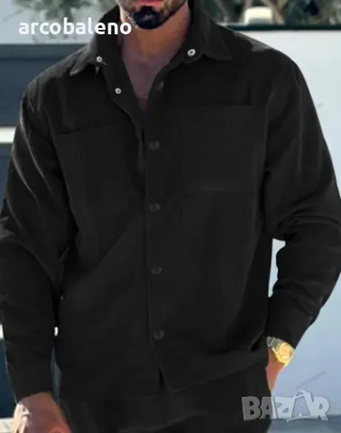 Ежедневна мъжка риза с много джобове от рипсено кадифе с копчета, 3цвята , снимка 12 - Ризи - 47510386