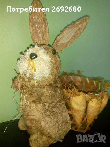 Великденска кошничка -зайче,дървена кутийка с изкуствени цветя , снимка 4 - Декорация за дома - 51225373