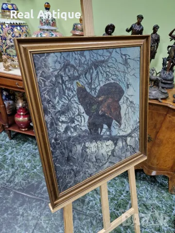 Стара уникална антикварна датска авторска картина масло върху платно , снимка 7 - Антикварни и старинни предмети - 48777752