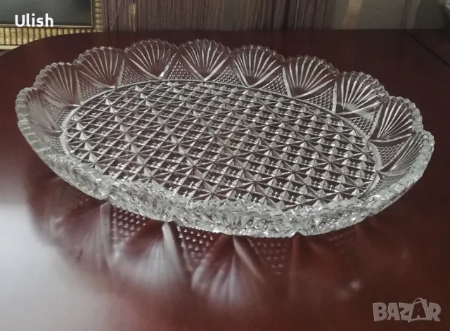 Голямо кристално плато елипса, снимка 2 - Чинии - 49047867