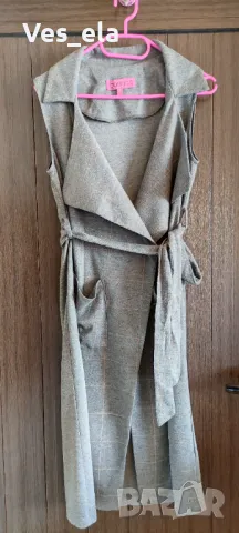 дълга памучна жилетка с колан и джобове марка Boohoo, снимка 1