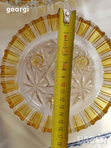 Немски двуцветен кристал плато и купа 13/3, снимка 5 - Прибори за хранене, готвене и сервиране - 35475592