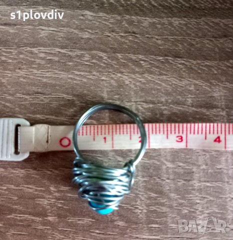 Ръчна изработка пръстен син тюркоаз, снимка 2 - Пръстени - 44350490