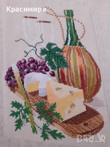 Гоблен "Вино и сирене", снимка 3 - Гоблени - 37023118