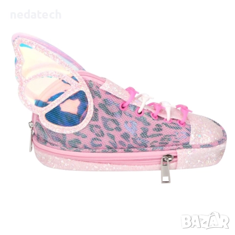 Несесер обувка, Розов, 23x8,5x15см., снимка 2 - Ученически пособия, канцеларски материали - 51613984