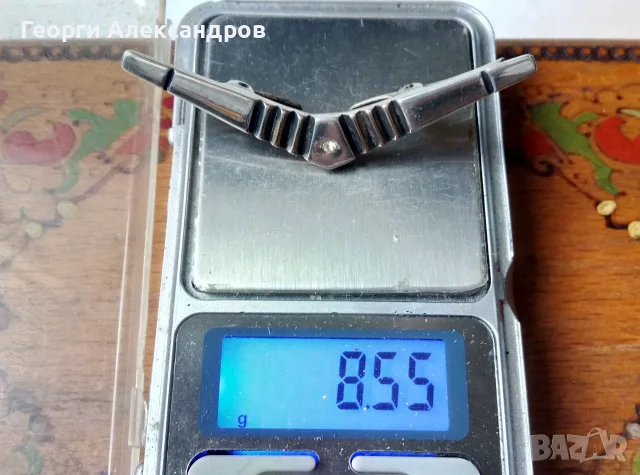 Старинна СРЕБЪРНА АРИСТОКРАТИЧНА ФРЕНСКА ЩИПКА Тип БРОШКА за ШАЛ Висока Проба Лакирано СРЕБРО, снимка 4 - Антикварни и старинни предмети - 56225821