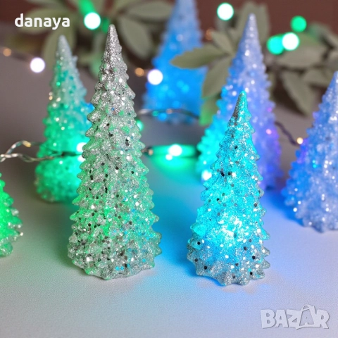 6132 Брокатена светеща коледна елха с преливащи LED светлини, 2 размера, снимка 2 - Декорация за дома - 51876225