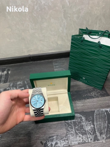 Луксозен мъжки часовник Rolex Land-Dweller Ice-blue , снимка 7 - Мъжки - 54366313