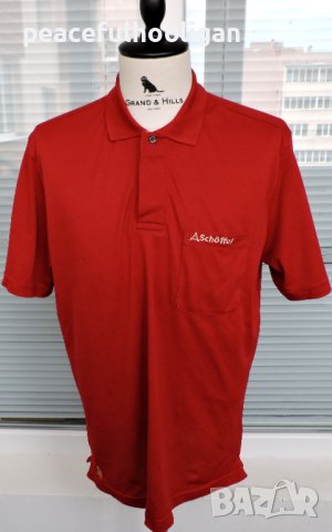 Schoffel Naxo Men`s Red Vintage Short Sleeve Collared Outdoor Polo Shirt Size L