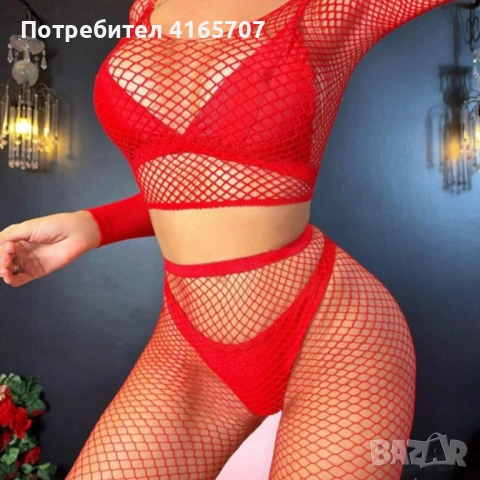 Еротичен комплект 2 части в червено - модерна визия и съблазнителен стил, снимка 3 - Бельо - 53966645