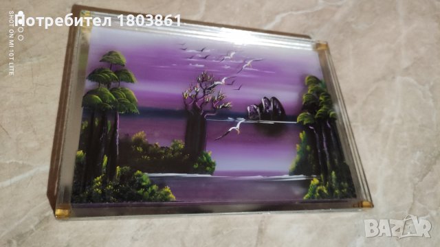 2 бр.стъклени  много красиви рисувани картини трислойни , снимка 3 - Картини - 38025714