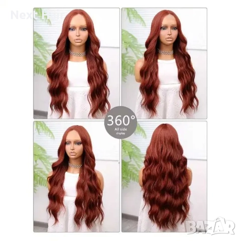 Кестенява вълнообразна перука на път, снимка 3 - Аксесоари за коса - 52897502