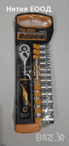 Комплект тресчотка с вложки 1/4" TOLSEN Gripro Industrial 14 части   , снимка 2 - Други инструменти - 39114482