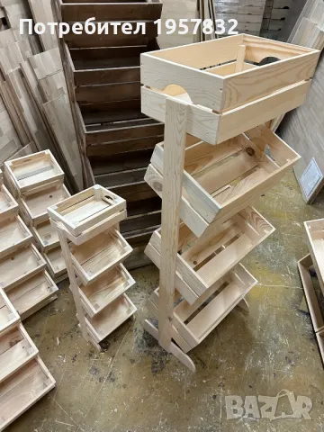 Дървен стелаж за плод и зеленчук импрегниран и с байц или ленено масло, снимка 5 - Стелажи и щандове - 48839911