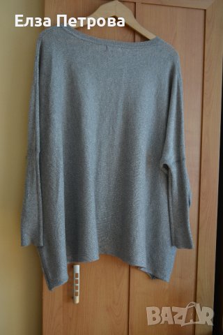Блуза пролетно-есенна, сива с ламе, снимка 3 - Блузи с дълъг ръкав и пуловери - 42827870