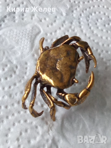 Бронзова фигурка на рак малка 52516, снимка 2 - Колекции - 52589567