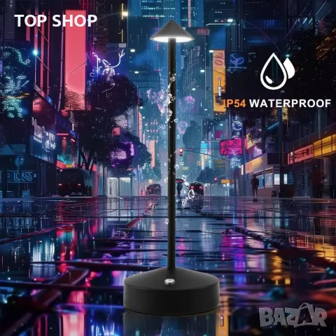 Ruspela Безжична настолна лампа 6000mAh, акумулаторна LED сензорна димираща 3 цвята, снимка 7 - Настолни лампи - 49338212