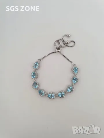 Сребърна Гривна с Топаз и Перидот, снимка 5 - Гривни - 49797362