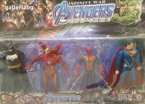 Комплект от 4 фигурки на Marvel (Спайдърмен, Супермен, Батман, Железният човек)