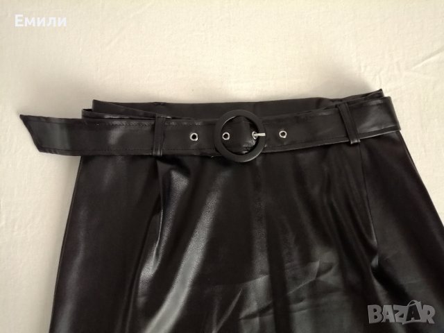 Дамска къса кожена пола с висока талия и колан р-р 34 и 38 (XS и M), снимка 5 - Поли - 42158753